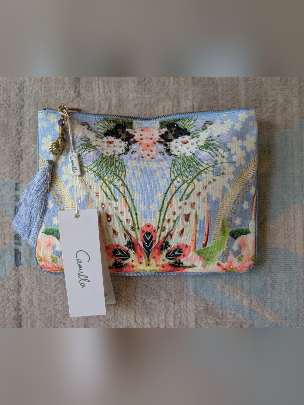 The Still Abyss Small Canvas Clutch With Pastel Florals